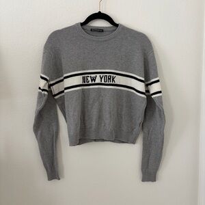 EUC Brandy Melville New York Gray Striped Sweater